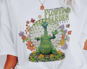Retro Disney Character Topiaries Epcot Flower And Garden Shirt, Floral Disney Epcot Shirt, Disney Figment Epcot Flower and Garden Festival
