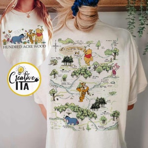Two-sided Vintage Retro Winnie the Pooh Hundred Arce Wood shirt, Pooh bear Tigger Piglet Eeyore Disney world Disneyland trip shirt