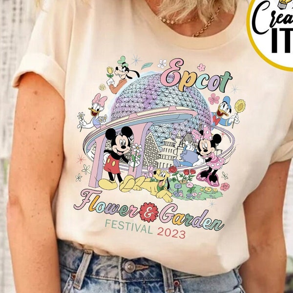 Floral Disney Epcot Flower and Garden Festival 2023 Shirt, Mickey and Friends Flower Trip Shirt, Disney Family Vacation 2023, Epcot Center