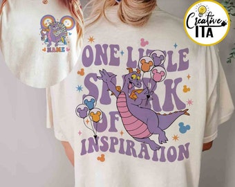 Two-sided Personalized Figment One little spark of inspiration shirt, Custom name Epcot international Festival of the Art 2024 shirt