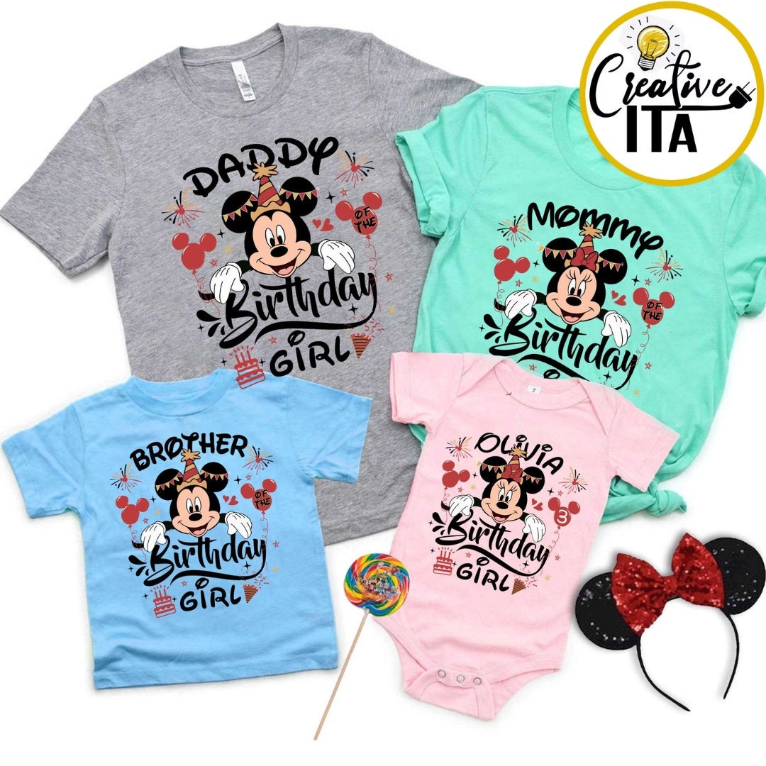 Personalized Mickey Minnie Disney Birthday Shirt, Disney Family Birthday Party