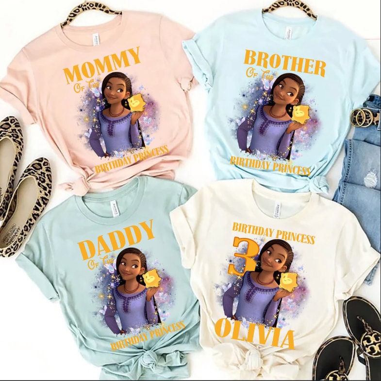 Personalized Disney Wish Birthday T-shirt, Asha Princess And Star Birthday Shirt