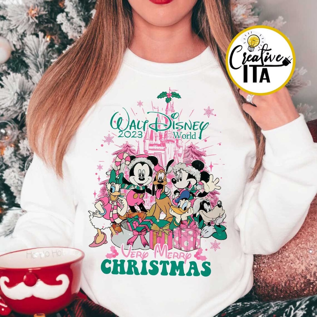 Walt Disney World Very Merry Christmas 2023 Shirt Pink Mickey Etsy