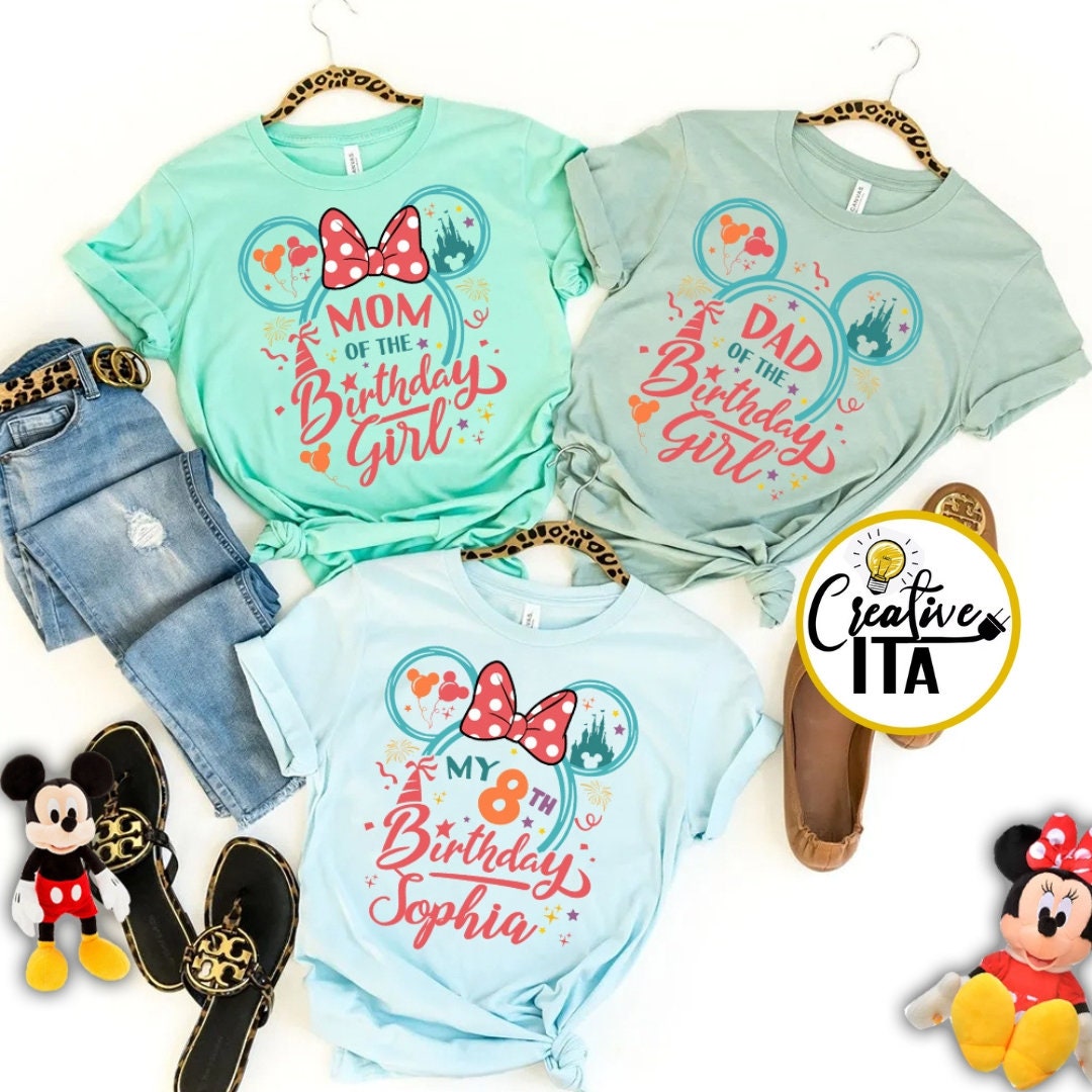 Personalized Mickey Minnie Ears Disney Family Birthday Shirt