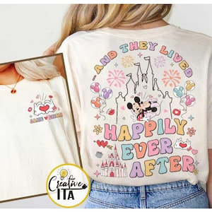 Personalized Two-sided Mickey Minnie Couple and they lived Happily ever after shirt Disney Valentine Shirt, Honeymoon couple shirts