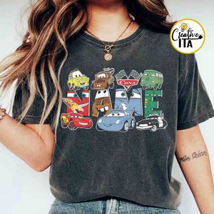 Personalized Name Disney Cars Character shirt, Lightning Mcqueen And Tow Mater Shirt, Cars Family Shirts, Cars Land shirt, Disney Trip 2024