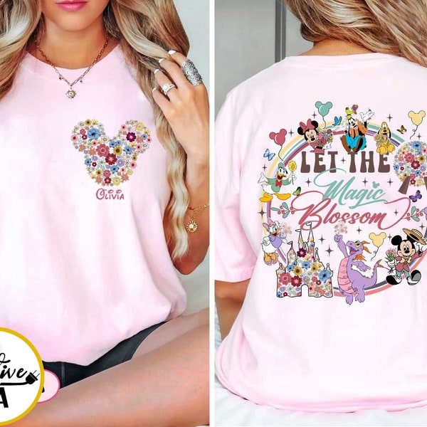 Personalized Mickey and Friends Figment Epcot Flower and Garden Festival 2024 shirt, Disney Floral shirt, Let The Magic Blossom, Epcot Trip