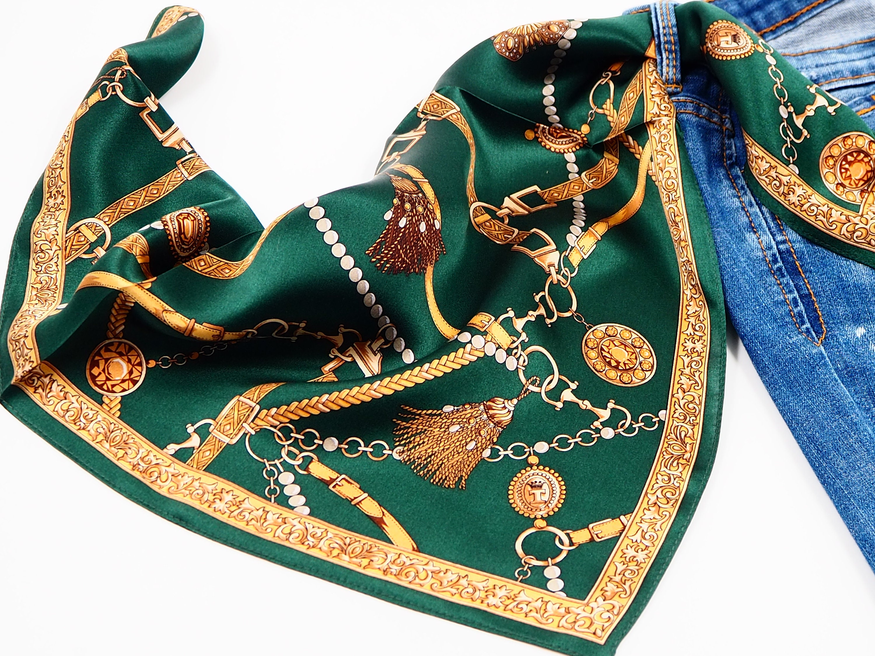 INF Elegante Sciarpa Di Seta Floreale - Sciarpa Quadrata Di Raso Da Collo Da Donna 7314280849192 - Foto 2