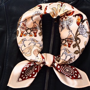 Silk Scarf, Silk Hair Wrap, Silk Scarf Styling, Floral Silk Scarf –