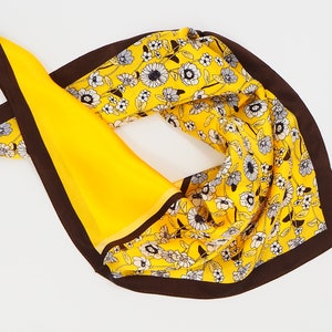 Yellow 100% Pure Silk Scarf, Super Soft Scarf, Square Small Scarf, Silky Scarves 100 proc. Mulberry Silk, Silk Gift For Women