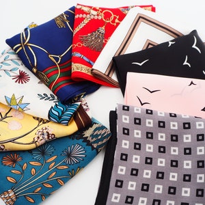 100% Silk Scarf, Pure Silk Head Scarf, Neck Scarf, Silk Bandana, Silk Hair Scarf, Silk Neckerchief, Silk Square Scarf, Silk Gift