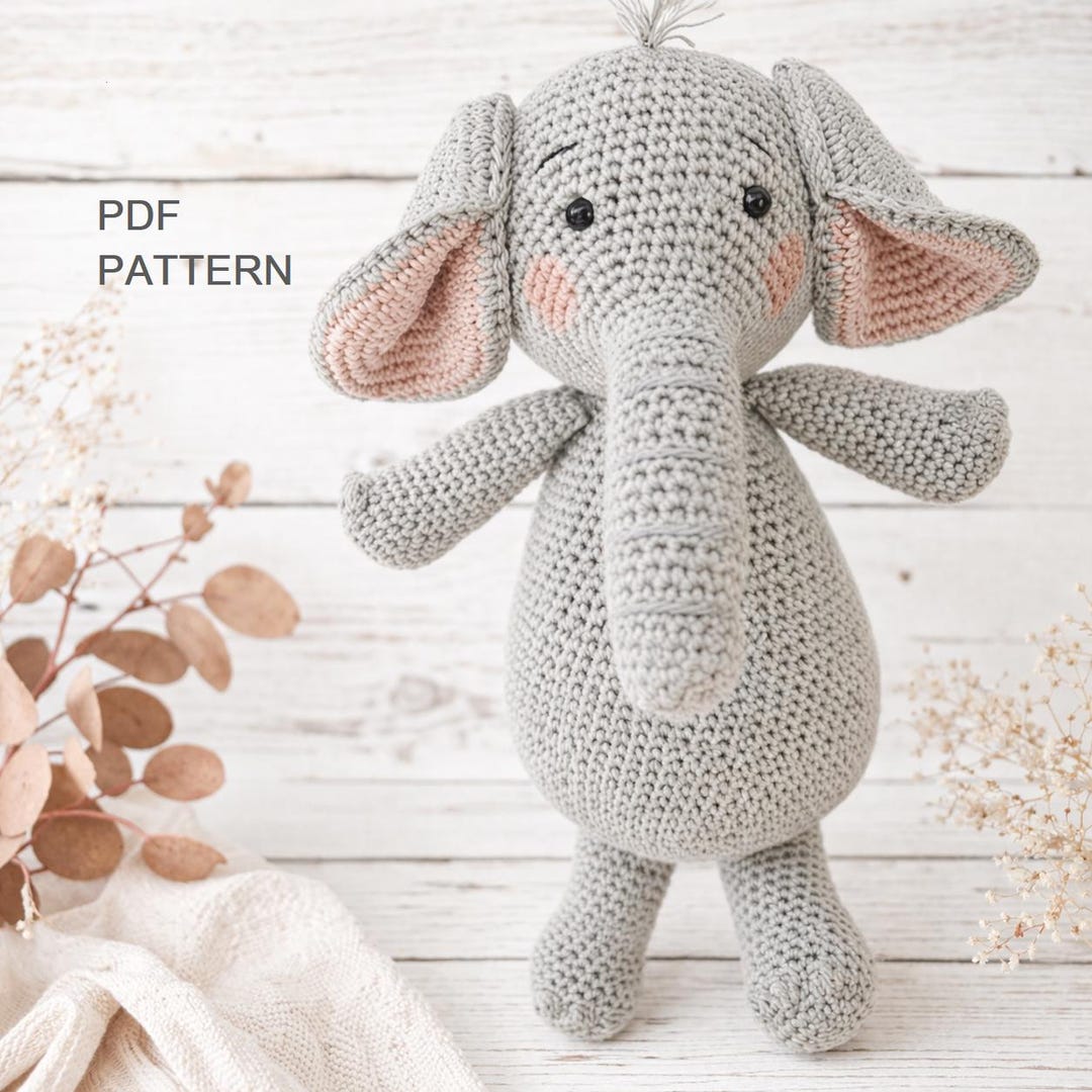 Elephant Crochet Pattern PDF – Amigurumi Elephant Pattern, Plush Toy ...