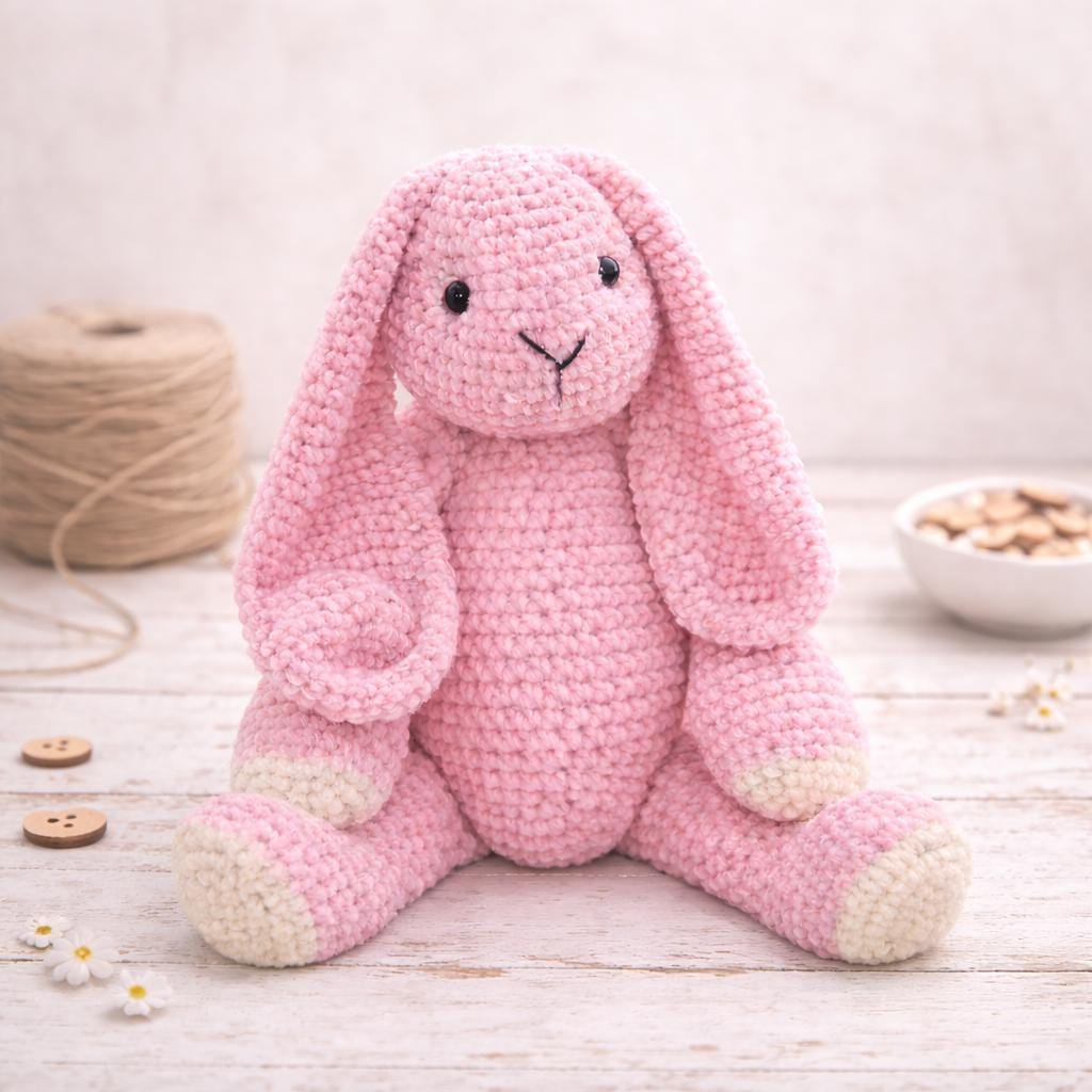 Floppy Ears Bunny Crochet Pattern PDF, Amigurumi Bunny Pattern, Pink ...