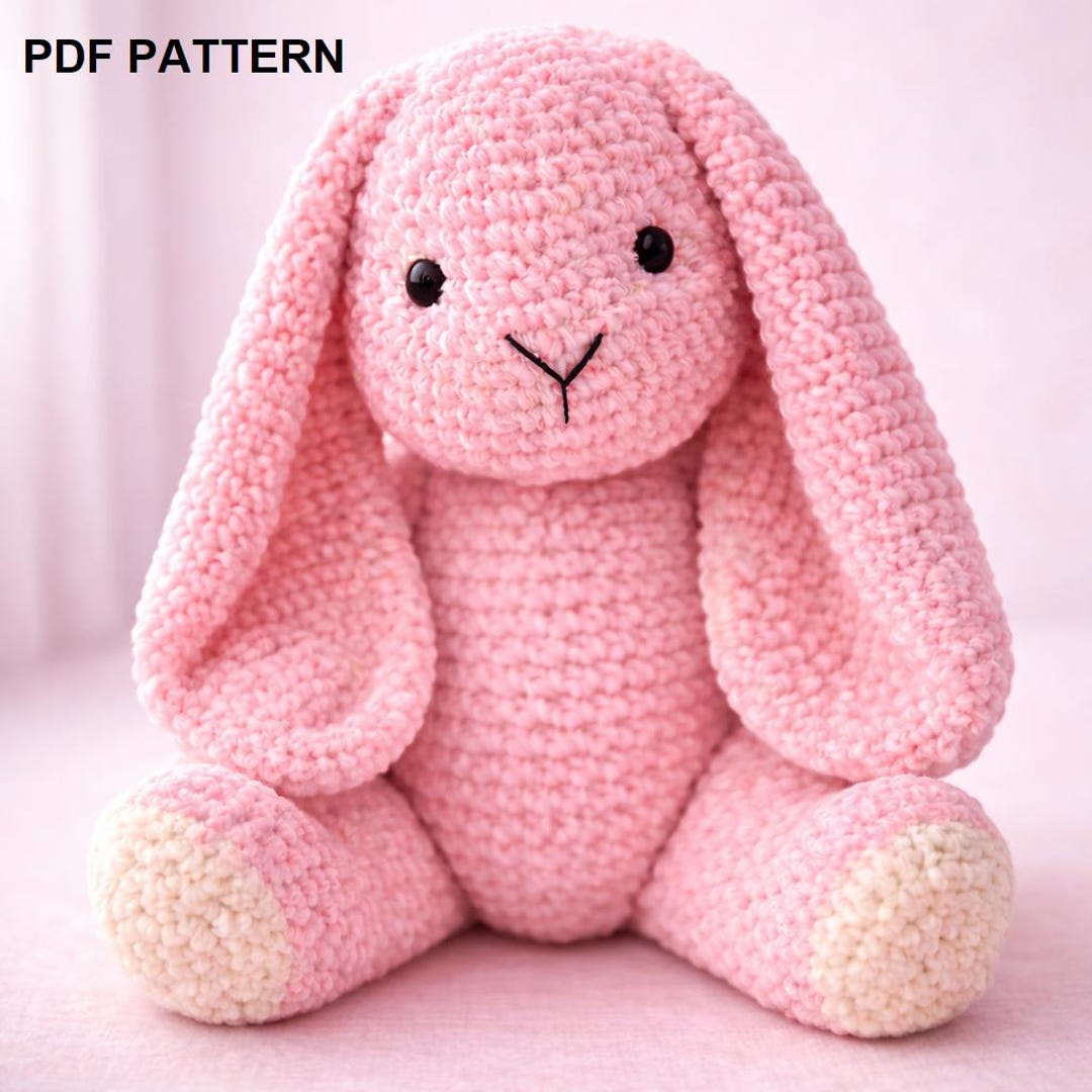 Floppy Ears Bunny Crochet Pattern PDF, Amigurumi Bunny Pattern, Pink ...