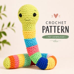 Virkmönster för amigurumi-orm utan symönster, nybörjarvänlig gör-det-själv-leksak (PDF-mönster)