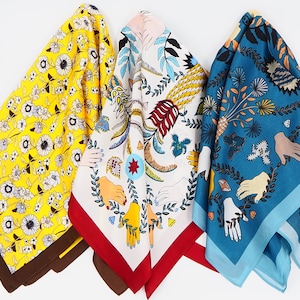 100% Silk Scarf, Pure Silk Hair Scarf, Head Neck Scarf, Silk Square Scarf, Silk Neckerchief, Silk Bandana, Silk Scarf Gift for Her
