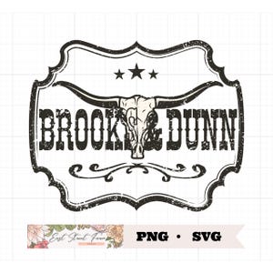 Brooks & Dunn Longhorn PNG SVG imagem, download digital, Western Graphic Tee Transfer, Country Concert, arquivo de logotipo Longhorn Bull Skull