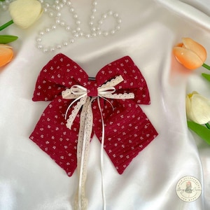 Handmade Cotton Lace HairBow Clip | Gift for her | Vintage Cottagecore | Custom Handwritten Card Included | Birthday Gift | Free shipping