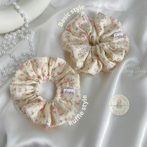 Handmade Muslin Cotton Scrunchie: Soft Hair Tie, Gift Card Available