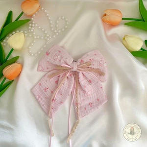 Handmade Cotton Lace HairBow Clip | Gift for her | Vintage Cottagecore | Custom Handwritten Card Included | Birthday Gift | Free shipping