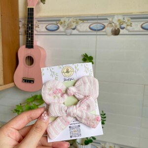 Soft Cotton Baby Bow Clips - Set of 2 - Vintage Pink