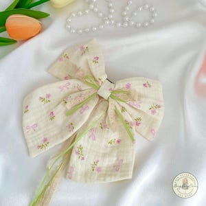 Handmade Cotton Lace HairBow Clip | Gift for her | Vintage Cottagecore | Custom Handwritten Card Included | Birthday Gift | Free shipping