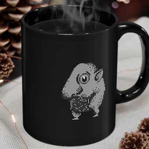 Nose Boi Black Glossy Mug | Schnoz Berserk Mug - Manga Mugs - Pixel Art Mugs - Anime Lovers Mug - Japanese Mug - Black Mug (11oz, 15oz)