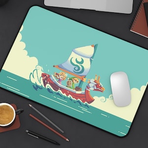 TLOZ Wind Waker Desk Mat, Pixel Art, Video Games, Toon Link, Desk Pad, Desk Decor, Gamer Gift, Sailing, Aesthetic, Halloween, Christmas Gift