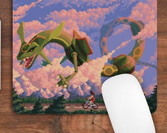 Alfombrilla de ratón Rayquaza, 384 Alfombrilla de ratón de videojuego de anime con dragón/volador, Pixel Art, Alfombrilla de ratón para juegos, Decoración de escritorio, Estética, Halloween, Navidad
