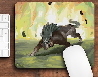Wolf Link Mouse Pad Twilight Princess Pixel Art Mousepad Legend of Zelda Gaming Decor Aesthetic Halloween Christmas Gift for Her BOTW TOTK