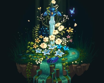 TLOZ Master Sword Digital Art, Pixel Art, Fanart, Video Games