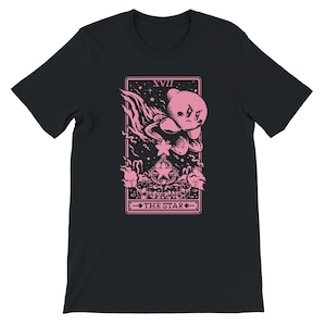 Camiseta de Kirby The Star con cartas del Tarot en pixel art - Fanart - Camiseta de videojuego, regalo para gamer, camiseta pixel art, tarot - Bonita - Camiseta unisex