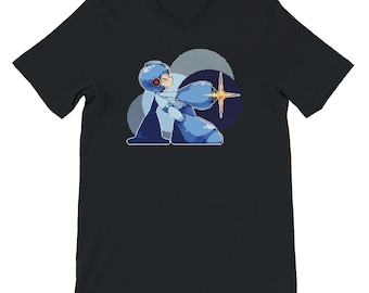 Camiseta de Mega Man Blue Bomber Pixel Art para videojuegos, fanart, videojuegos retro, regalo para gamer - Unisex