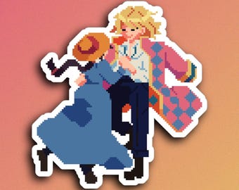 Howl & Sophie Sticker Pixel Art Inspired  by Howls Moving Castle Anime Decal Vinyl Laptop Waterbottle Kawaii Cute Gift Merch Chibi Journal