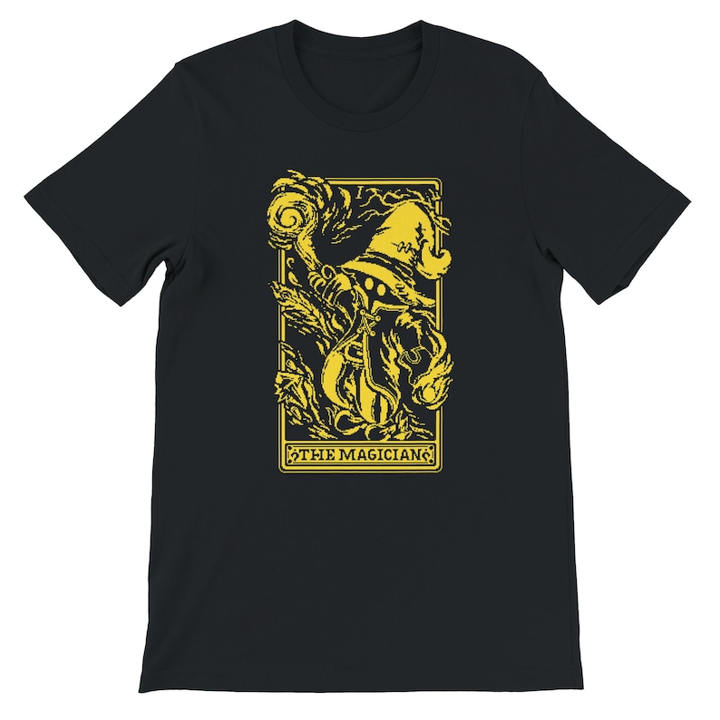 Camiseta de Vivi Ornitier de Final Fantasy - Pixel Art, Fanart, El Mago, Cartas del Tarot, Videojuego, Regalo para Gamer - Unisex Black