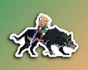 Wolf Link Sticker Pixel Art Twilight Princess Decal Legend of Zelda Merch Fused Shadow Art Retro Gamer Gift Fantasy Wolf Vinyl BOTW TOTK
