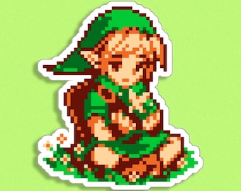 Sticker Pixel Link - TLOZ-stickers - Sticker Pixel Art - jaren 90 - Sticker videogames - Retrostickers - Leuke sticker - Kiss-Cut-sticker