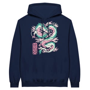 Haku Pixel Anime Hoodie, Vintage Hoodie, Anime Hoodie, Dragon Hoodie, Gift For Friends, Otaku, Pixel Art Hoodie - Unisex Adult Hoodie Navy