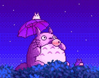 My Neighbor Totoro Digital Art, Pixel Art, Fanart, Anime Wallpaper