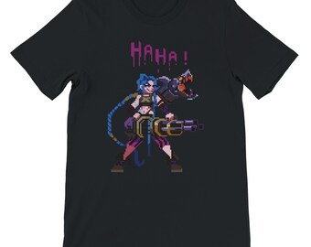 Jinx Shirt Pixel Art Inspired Arcane Retro Gamer Gift For Her LoL league of legends Apparel Vintage Anime Tee Punk Rock Clothing Christmas
