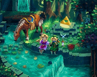 TLOZ Ocarina Digital Art, Pixel Art, Fanart, Video Games Wallpapers