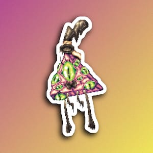Naklejka Gravity Falls, naklejka Billa Ciphera, estetyczny Illuminati, sztuka pikselowa, uroczy retro dziwaczny psychodeliczny retro kreskówkowy demon z koszmarnym okiem
