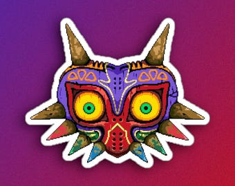 Pegatinas de Pixel Mask - Pegatinas TLOZ - Pegatinas de Pixel Art - Pegatinas de Majora's Mask - Pegatinas de videojuegos de los años 90 - Pegatinas troqueladas