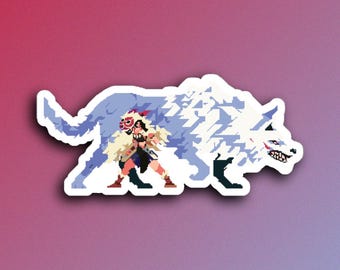 Princess Mononoke Wolf Vinyl Decal, Studio Ghibli Anime Laptop Water Bottle Phone Sticker, Cool San Moro Manga Art, Epic Kodama Gift Pixel