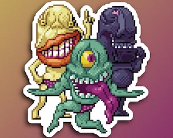 Extraterrestres divertidos de YGO - Fanart de anime - Pegatinas de pixel art - Merchandising de anime - Pegatinas de anime - Pegatinas troqueladas