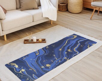 Navy Blue Purple Gold Modern Abstract Marble Yoga Mat Gift for Yoga Lover Exercise Mat Yoga Lover Gifts Fitness Gifts Exercise Mat