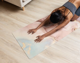 Pastel Pink Blue Gold Abstract Marble Yoga Mat Meditation Mat Exercise Mat Gifts for Yoga Lover Yoga Lover Gifts Meditation Gifts