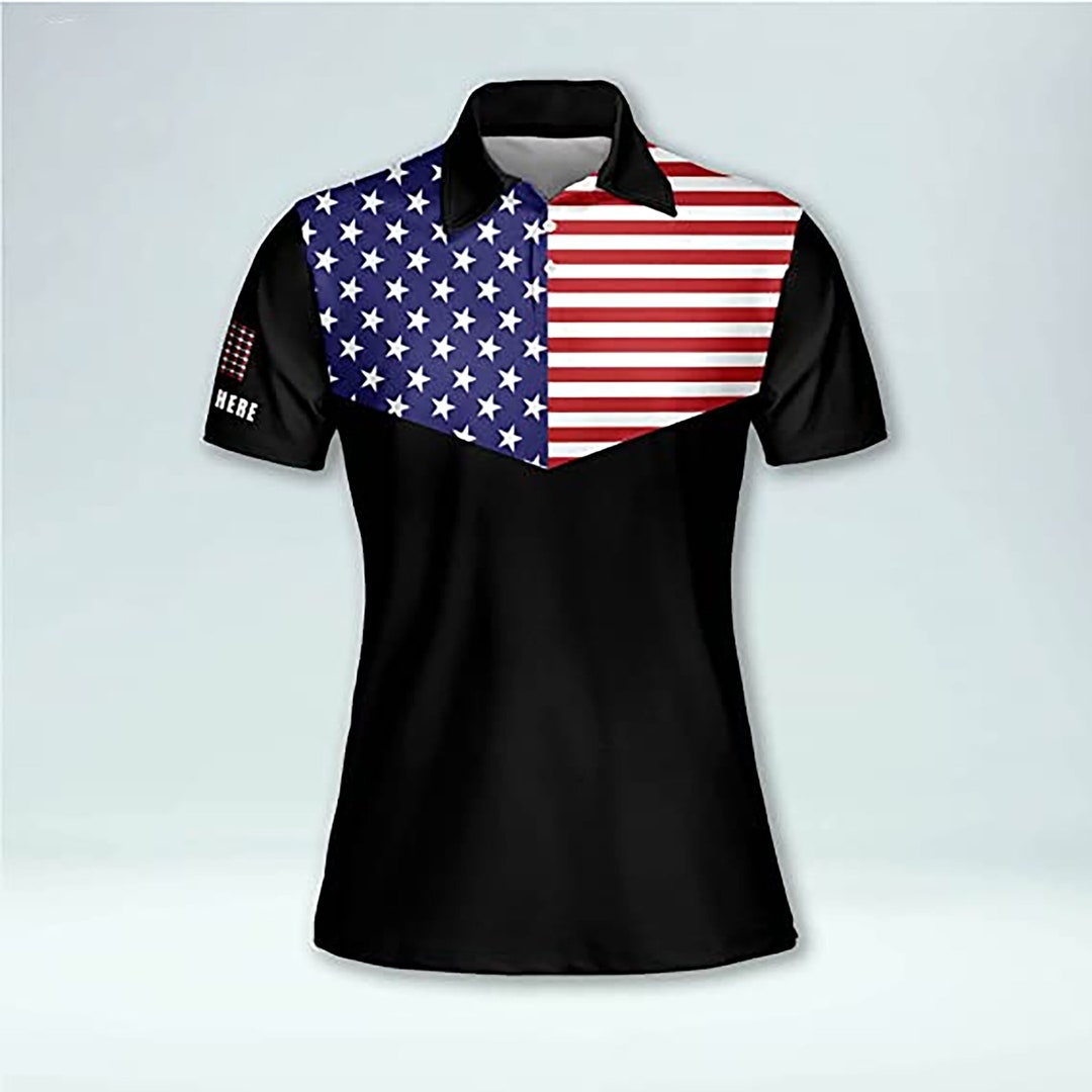 Personalized Eagle American Flag Bowling Shirts Women 3D Polo - Etsy