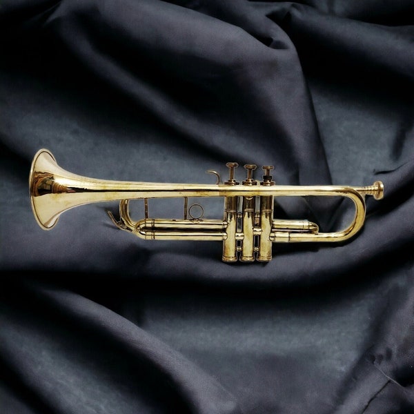 Handmade Brass Trumpet For Music Classroom & Music Room - Antique Non-working Brass Music Instruments For Showpiece Gift For Students