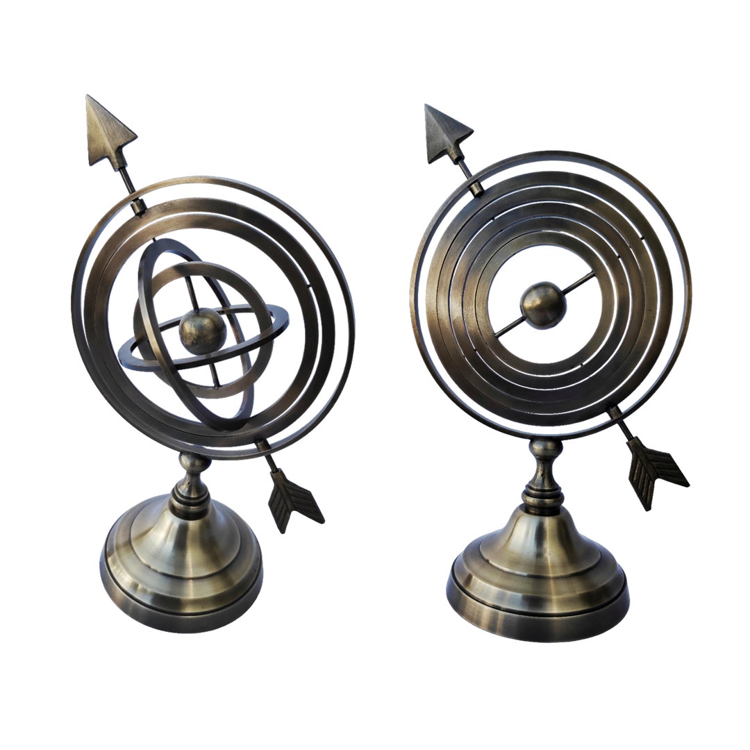 12'' Antique Brass Armillary Sphere With Arrow Etsy